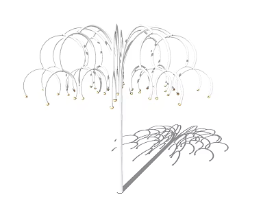 Elegant Modern Floor Lamp With Branched Curved Arms And Multiple Hanging Light Bulbs 3d model