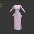 White Long Sleeve Dress With Elegant Silhouette And Flowing Hem Design
