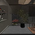 Chinese Style Hotel Lobby With Arched Doorway Stone Walls Green Plants Steps Sofa And Chandelier