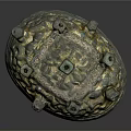 Ancient Bronze Cover With Intricate Ornate Patterns And Protruding Decorative Knobs 3d model