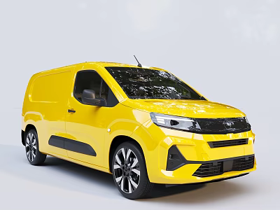 Yellow Van With Modern Design Black Wheels Black Accents And Sleek Front Grille 3d model