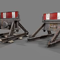 Vintage Railroad Crossing Barriers With Red White Stripes And Metal Frames