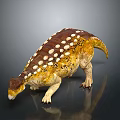 Realistic Ankylosaurus Dinosaur 3D Model With Yellow Brown Body Armored Back And White Spots