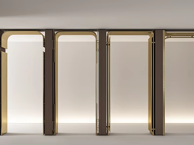 Modern Interior Architectural Arches With Gold Accents And Dark Frames Design 3d model