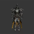 Game Movie Character Wearing Ornate Armor With Metallic Shoulder Wings Golden Blue Details Featherlike Tassels