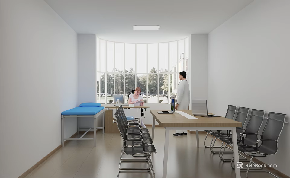 Hospital Outpatient Clinic Bright Interior With Natural Light And Medical Area 3d model 