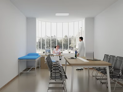 Hospital Outpatient Clinic Bright Interior With Natural Light And Medical Area 3d model