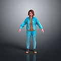 Woman in Blue Denim Jacket and Blue Jeans with Brown Top and Black Shoes