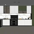 Modern Kitchen Interior Design With White Green Cabinets And Marble Counter Appliances