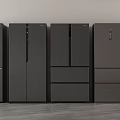 Modern Black Kitchen Refrigerators Featuring Sleek Designs And Various Door Styles 3d model