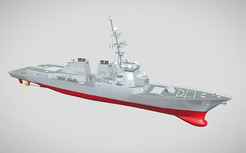 Modern destroyer warship Lassen DDG-82-class Aegis destroyer 3d model