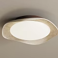 Modern Minimalist Ceiling Light With White Shade And Brown Textured Frame 3d model