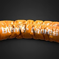 Curved Orange Pipe With BURNER GAMES Text And Metal Connectors
