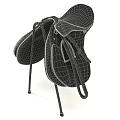 Brown Leather Horse Saddle Sports Equipment On Black Metal Stand