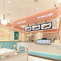 Bubble Tea Shop Interior Design With Counter Menu Screens Tables Chairs And Modern Lighting