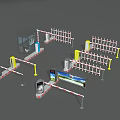 Modern Public Facility Gate Barrier System With Railings Control Units And Screens 3d model