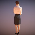Elegant Professional Woman Wearing Pink Shirt Black Skirt and High Heels Holding Paper