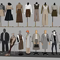 Fashion Mannequins Display Various Clothing Outfits Including Coats Dresses Skirts And Jackets