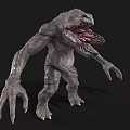 Game Movie Monster Character With Gray Skin Open Mouth Sharp Teeth And Long Claws