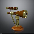 Classic Vintage Brass Telescope With Red Body And Gold Stand Base