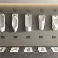 Sleek White Wall Mounted Urinals Neatly Arranged in Modern Bathroom Interior