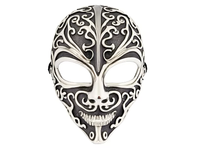 Decorative Ornament Set Featuring Intricate Black and White Patterned Mask Design 3d model