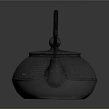 Elegant Black Cast Iron Teapot Featuring Hammered Texture And Classic Traditional Design 3d model