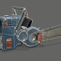 Powerful Blue Electric Chainsaw With Metal Frame Red Components And Sharp Chain 3d model