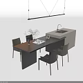Modern Kitchen Table And Chairs Set With Wooden Top Leather Seats Newspaper And Vase
