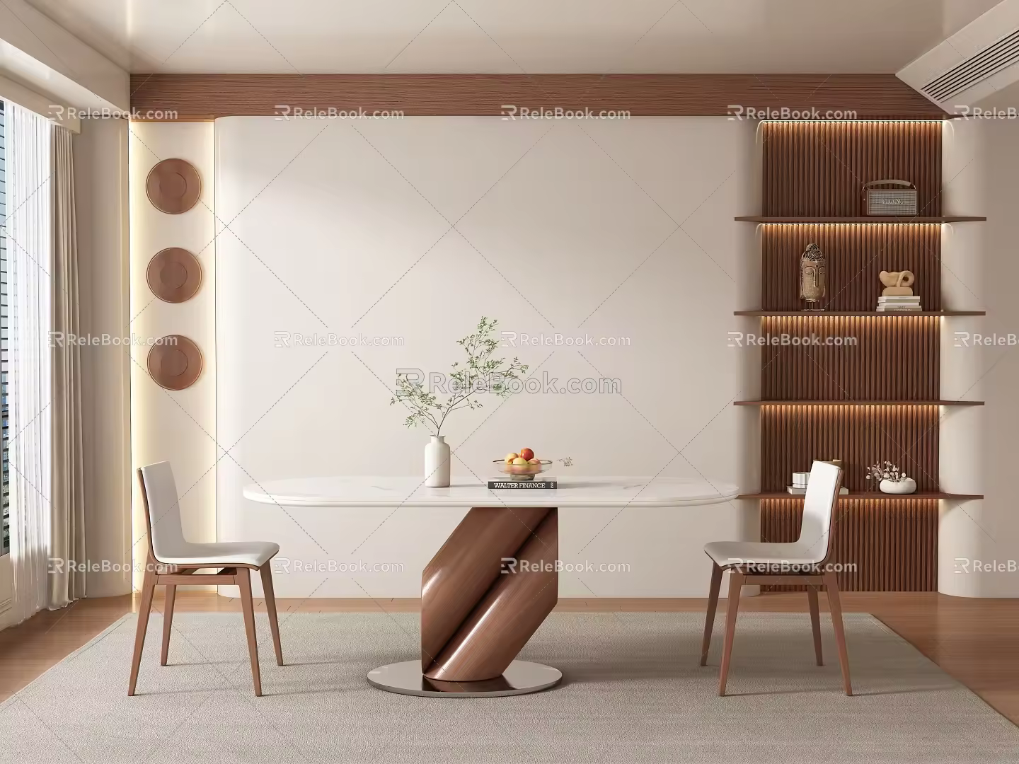 Middle-ancient style restaurant tables and chairs 3d model