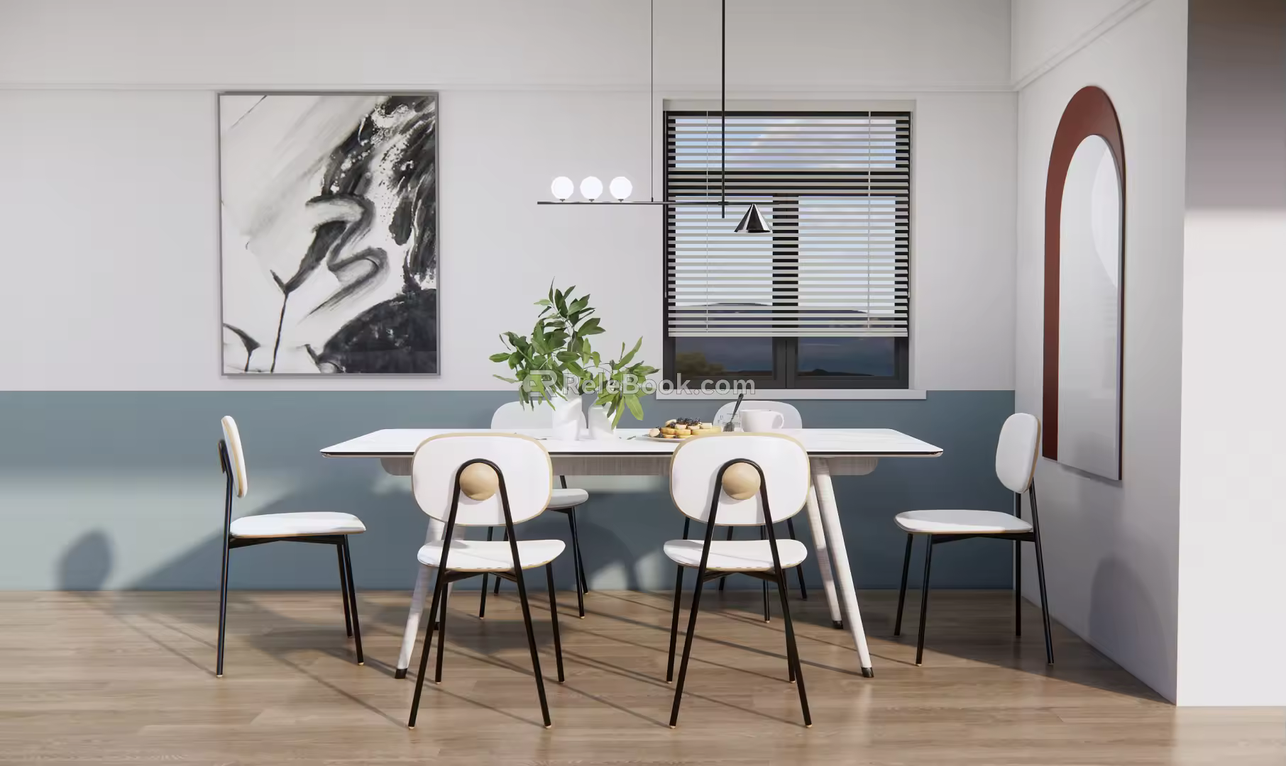 Nordic Dining Table and Chair Combination Dining Table and Chair 3d model