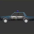 Blue Police Car With Red And Blue Lights Silver Accents And Cartoon Style Design