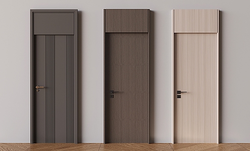 Modern Light Luxury Single Door Indoor Solid Wood Flat Door Top Wooden Door for Bedroom 3d model