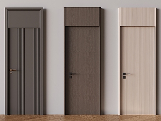 Modern Light Luxury Single Door Indoor Solid Wood Flat Door Top Wooden Door for Bedroom 3d model