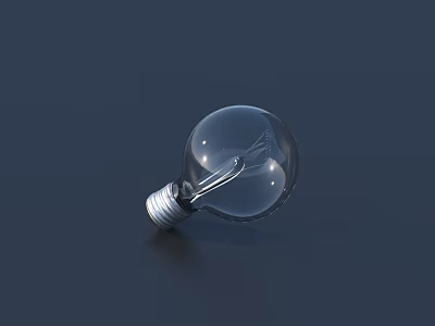 Transparent Glass Light Bulb with Filament Isolated on Dark Background 3d model