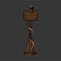 Intricate Carved Wooden Furniture Stand Featuring Square Top And Curved Decorative Element