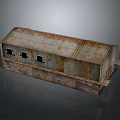 Rusted Metal Shed Structure With Three Windows And Aged Exterior Design 3d model