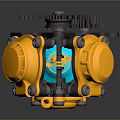 Mechanical Gear Assembly With Yellow Components Black Frame And Metal Bolts