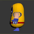 Yellow Armored 3D Character With Blue Helmet Red Belt And Claw Weapons