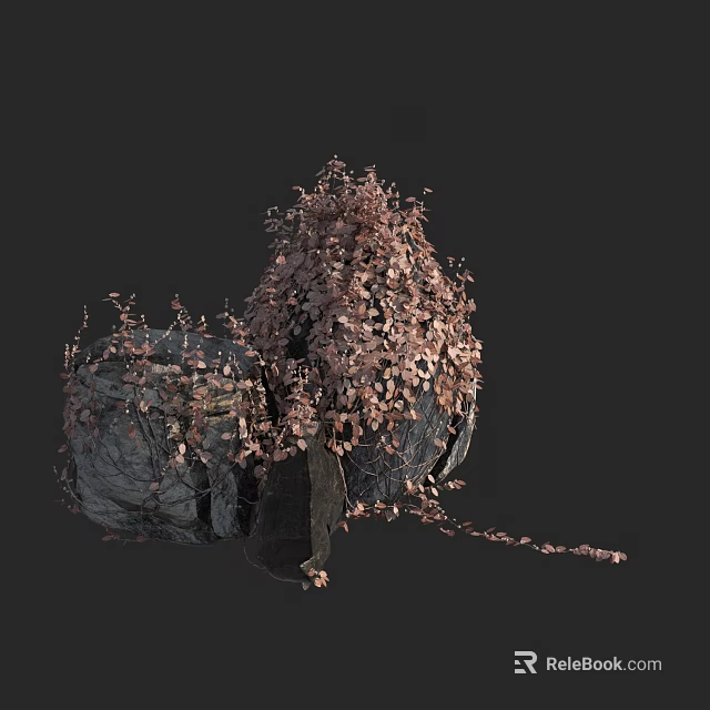 Vibrant Flowers And Lush Plants Covering Natural Rocks With Twisting Vines 3d model 