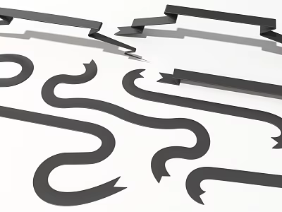 Curved Black Ribbon Like Decorative Ornament Strips Set For Home Decorative 3d model