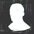White Male Head Bust Sculpture on Black Background with Smooth Surface