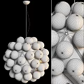 Modern Geometric Chandelier Design With Transparent Glass Globes And Metal Frame