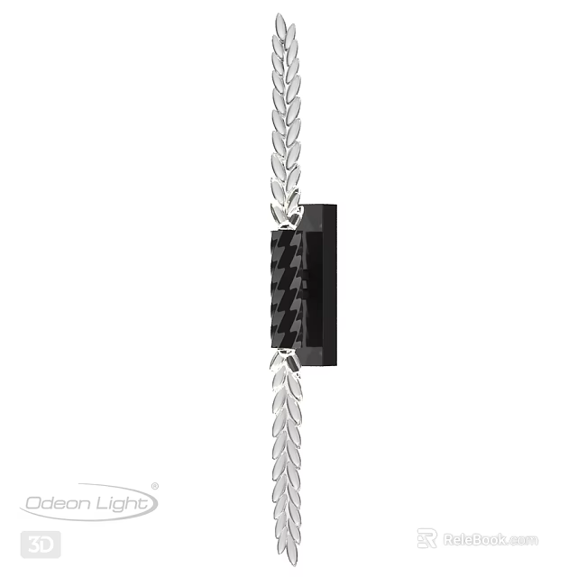 Modern Wall Light With Black Rectangular Body And Braided Metal Chain Design 3d model 