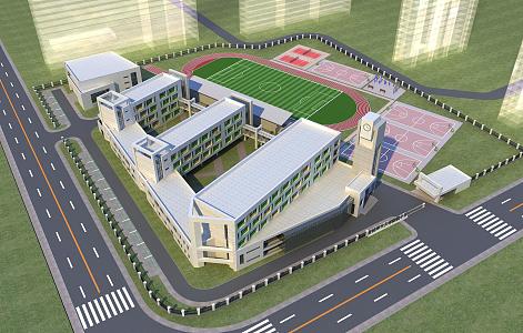 Modern School Ground 3d model