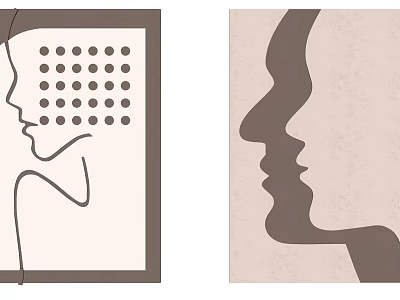Abstract Facial Silhouette Art With Geometric Dots And Minimalist Design Elements 3d model