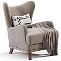 Modern Upholstered Sofa and Coffee Table Set with Armchair Ottoman Decorative Pillows and Throw Blanket