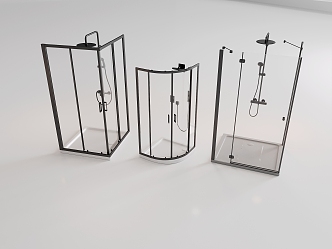 Modern shower room shower partition rain glass door bathroom hardware glass swing door 3d model