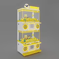 Yellow Double Layer Crane Claw Machine Amusement Equipment With Cartoon Elements 3d model