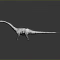 Silver Long Neck Dinosaur Model With Metallic Texture And Reflection On Gray Background 3d model